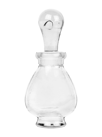Clear glass teardrop shaped bottle with glass stopper. Capacity : 9ml (1/3oz)