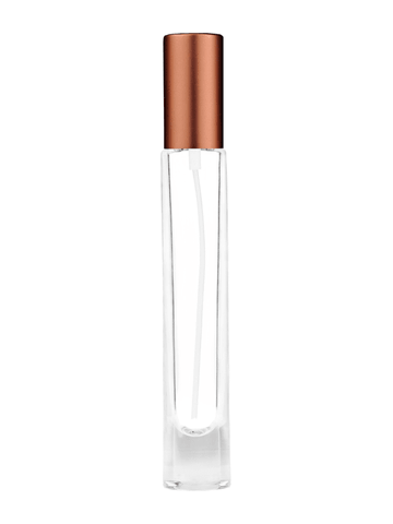 Tall cylinder design 9ml, 1/3oz Clear glass bottle with matte copper spray.
