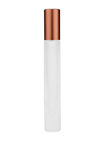 Tall cylinder design 9ml, 1/3oz frosted glass bottle with matte copper spray.