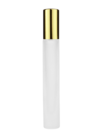 Tall cylinder design 9ml, 1/3oz frosted glass bottle with shiny gold spray.