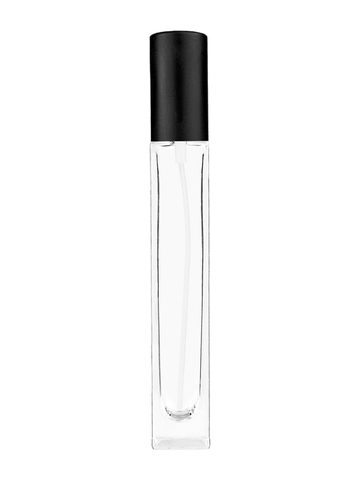 Tall rectangular design 10ml, 1/3oz Clear glass bottle with matte black spray.