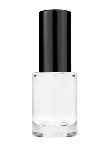 Tulip design 6ml, 1/5oz Clear glass bottle with shiny black spray.