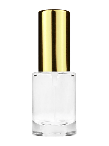 Tulip design 6ml, 1/5oz Clear glass bottle with shiny gold spray.