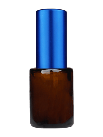 Tulip design 5ml, 1/6 oz Amber glass bottle with matte blue spray.