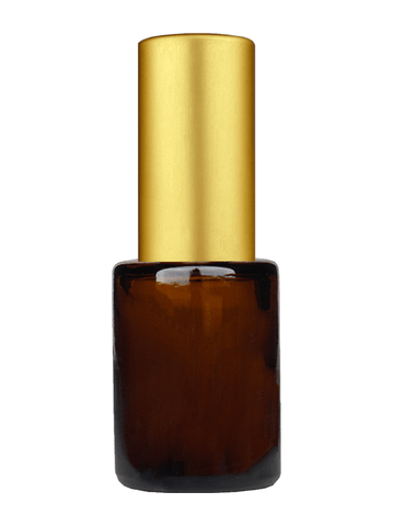 Tulip design 5ml, 1/6 oz Amber glass bottle with matte gold spray.