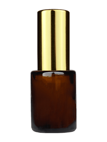 Tulip design 5ml, 1/6 oz Amber glass bottle with shiny gold spray.