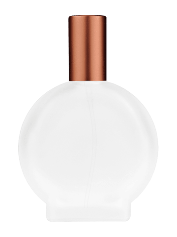 Circle design 100 ml, 3 1/2oz frosted glass bottle with matte copper lotion pump.