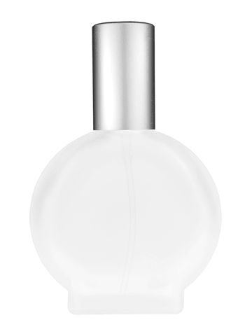 Circle design 50 ml, 1.7oz  frosted glass bottle with  matte silver lotion pump.