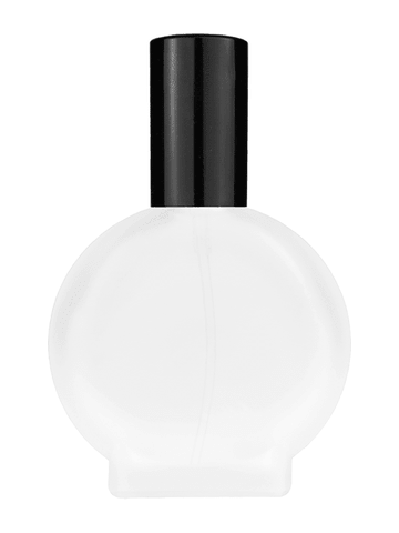 Circle design 50 ml, 1.7oz  frosted glass bottle with  shiny black lotion pump.