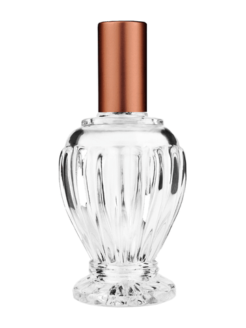 Diva design 100 ml, 3 1/2oz  clear glass bottle  with matte copper lotion pump.