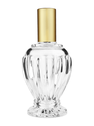 Diva design 100 ml, 3 1/2oz  clear glass bottle  with matte gold lotion pump.