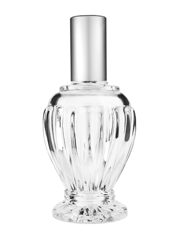Diva design 100 ml, 3 1/2oz  clear glass bottle  with matte silver lotion pump.