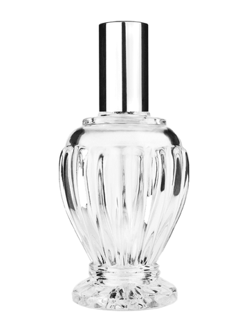 Diva design 100 ml, 3 1/2oz  clear glass bottle  with shiny silver lotion pump.