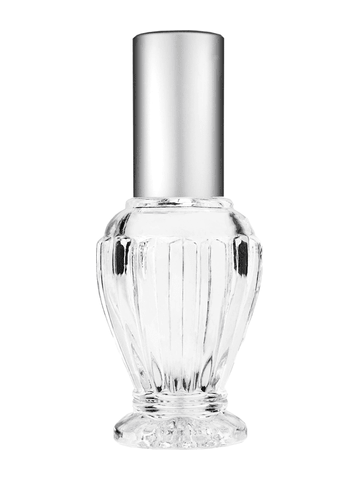 Diva design 30 ml, 1oz  clear glass bottle  with matte silver lotion pump.