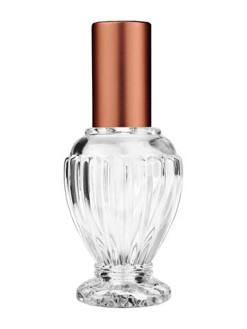 Diva design 46 ml, 1.64oz  clear glass bottle  with matte copper lotion pump.