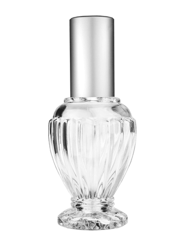Diva design 46 ml, 1.64oz  clear glass bottle  with matte silver lotion pump.