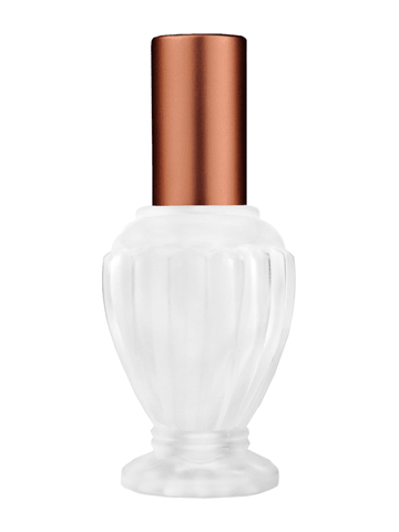 Diva design 46 ml, 1.64oz frosted glass bottle with matte copper lotion pump.