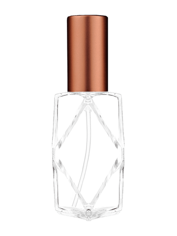 Diamond design 60ml, 2 ounce  clear glass bottle  with matte copper lotion pump.