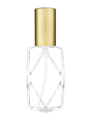 Diamond design 60ml, 2 ounce  clear glass bottle  with matte gold lotion pump.