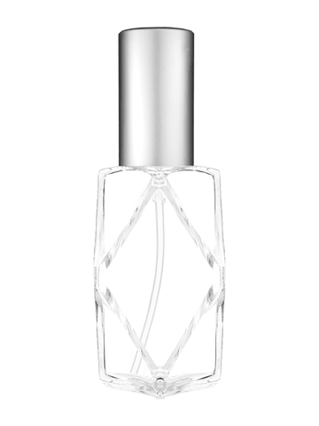 Diamond design 60ml, 2 ounce  clear glass bottle  with matte silver lotion pump.