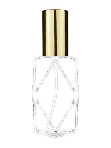 Diamond design 60ml, 2 ounce  clear glass bottle  with shiny gold lotion pump.