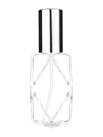 Diamond design 60ml, 2 ounce  clear glass bottle  with shiny silver lotion pump.