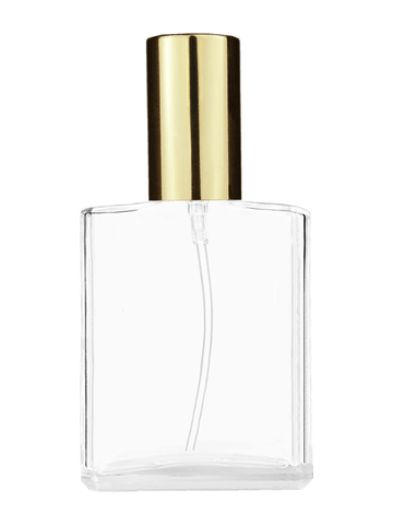 Elegant design 60 ml, 2oz  clear glass bottle  with shiny gold lotion pump.
