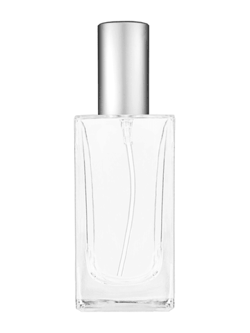 Empire design 100 ml, 3 1/2oz  clear glass bottle  with matte silver lotion pump.
