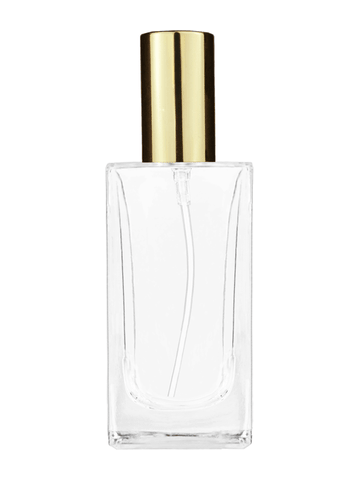 Empire design 100 ml, 3 1/2oz  clear glass bottle  with shiny gold lotion pump.