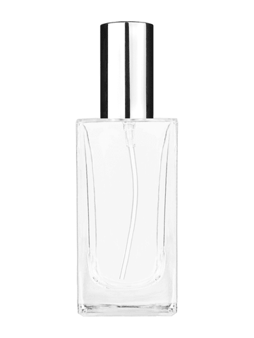 Empire design 100 ml, 3 1/2oz  clear glass bottle  with shiny silver lotion pump.