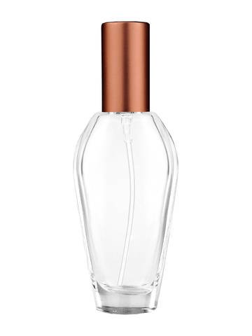 Grace design 55 ml, 1.85oz  clear glass bottle  with matte copper lotion pump.