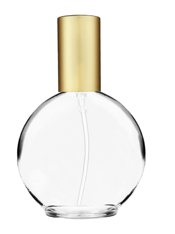 Round design 128 ml, 4.33oz  clear glass bottle  with matte gold lotion pump.