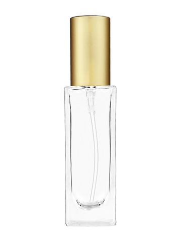 Sleek design 30 ml, 1oz  clear glass bottle  with matte gold lotion pump.