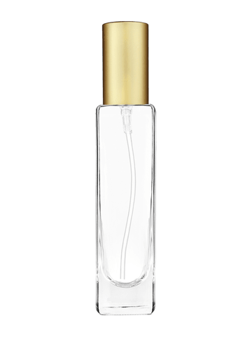 Slim design 50 ml, 1.7oz  clear glass bottle  with matte gold lotion pump.