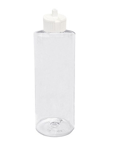 Cylinder design 4oz  clear plastic bottle with white flip-top cap