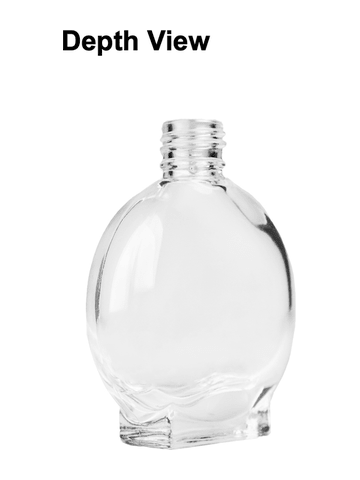 Circle design 15ml, 1/2oz Clear glass bottle with short white cap.