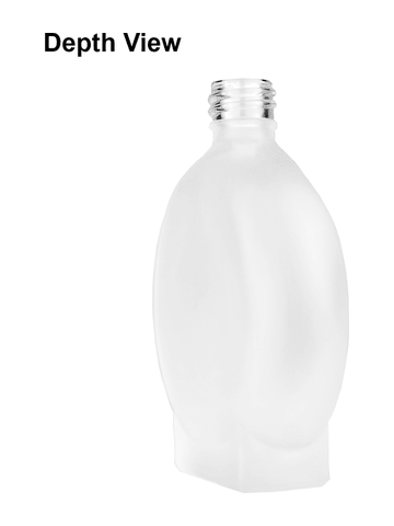 Circle design 100 ml, 3 1/2oz frosted glass bottle with reducer and tall black shiny cap.