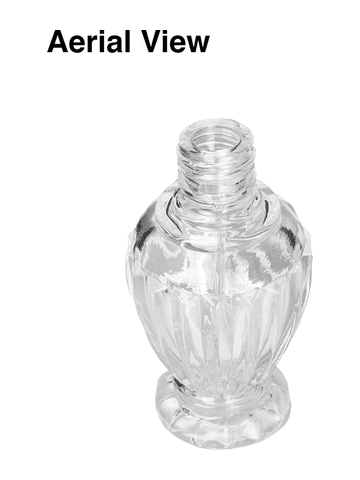 Diva design 30 ml, 1oz  clear glass bottle  with ivory vintage style bulb sprayer with shiny gold collar cap.