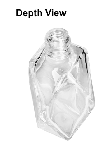 Diamond design 60ml, 2 ounce  clear glass bottle  with reducer and brown faux leather cap.