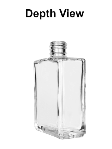 Elegant design 15ml, 1/2oz Clear glass bottle with short black ridged cap.