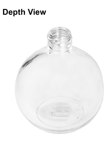 Round design 128 ml, 4.33oz  clear glass bottle  with reducer and brown faux leather cap.