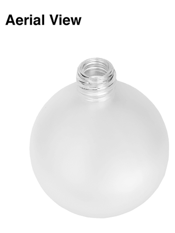 Round design 78 ml, 2.65oz frosted glass bottle with matte silver vintage style sprayer with matte silver collar cap.