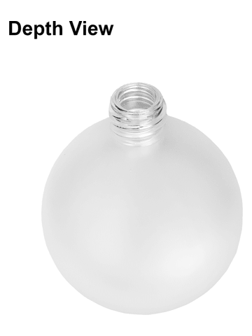 Round design 78 ml, 2.65oz frosted glass bottle with reducer and black shiny cap.