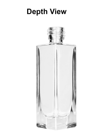 Sleek design 30 ml, 1oz  clear glass bottle  with reducer and pink faux leather cap.