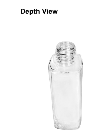 Slim design 30 ml, 1oz  clear glass bottle  with reducer and shiny gold cap.