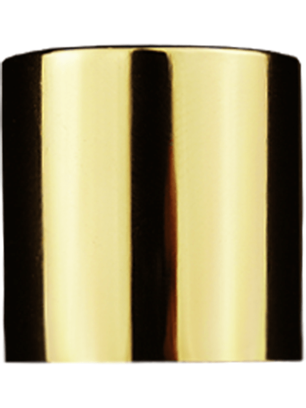 Short Cap, lid or top, shiny gold color, thread size 13-415.