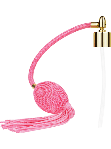 Pink, Antique or Vintage style bulb sprayer with Gold fittings and tassel. Thread Size 18-415