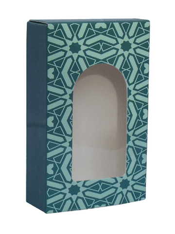 Green Print design folding carton box with window. Size 0.75