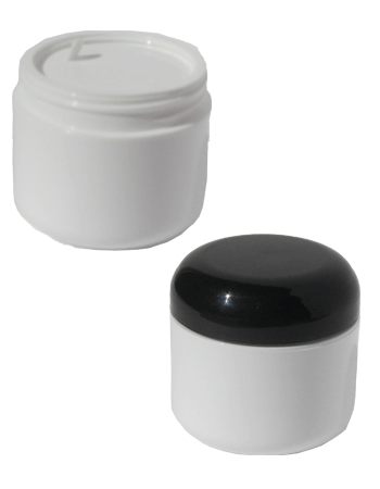 Frosted plastic Cream jar bottle with clear cap. Capacity: 5 ml