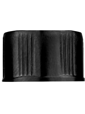 Black ridged lid or closure for glass bottle, Thread size 13-415